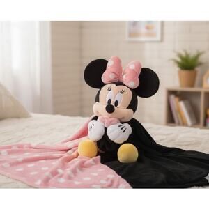Minnie Mouse Throw Blanket Pillow Disney Parks Plush Stuffed Animal 3D 48"